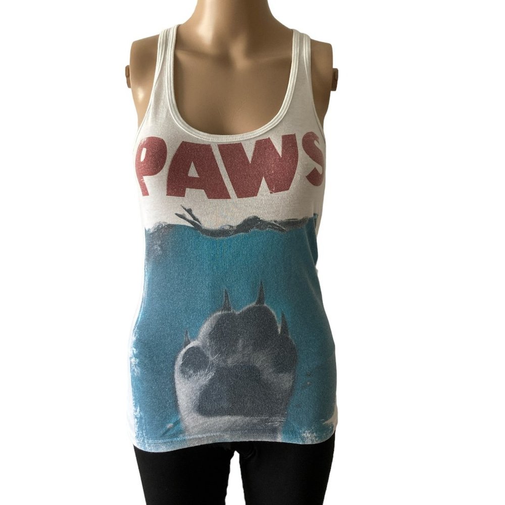 Tultex  Jaws Paws White Tank Top Size S